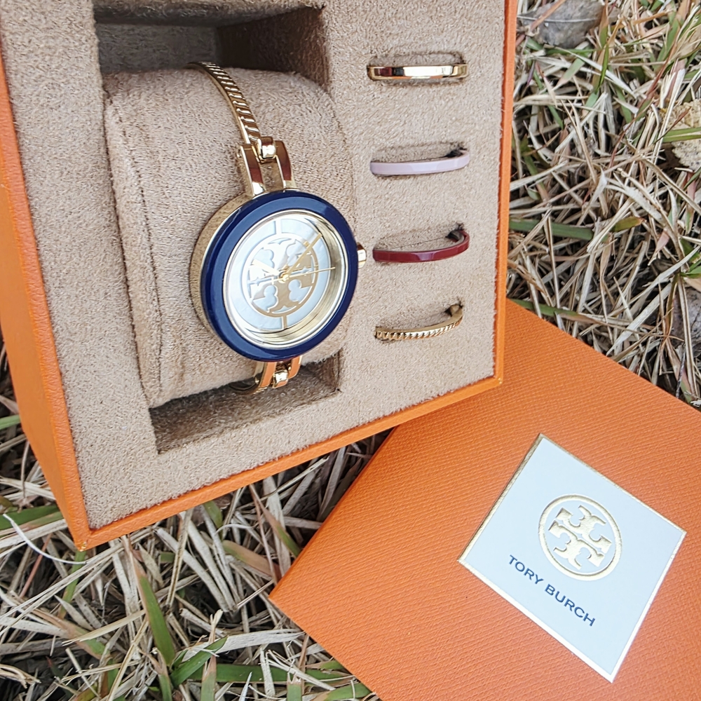 Tory Burch Gold and Blue Watch Set